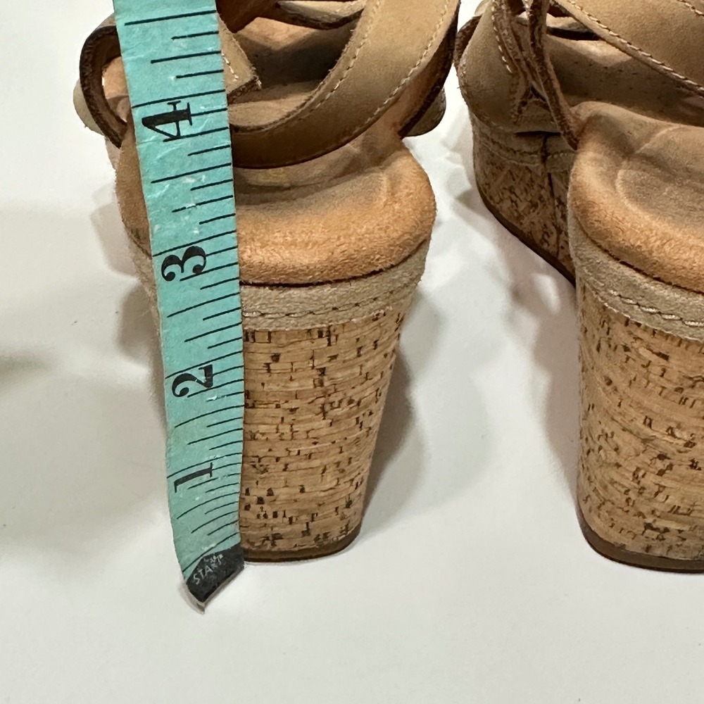 Clarks Womens Eleri Rae Leather Criss Cross Shoes Size 9 Cork Wedge Heel Sandals - Picture 9 of 13